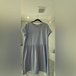 Loft Blue Striped Short Sleeve Dress